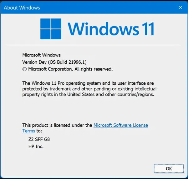 Windows 11 Prvi utisci 1 Windows 11 about page