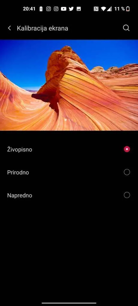 OnePlus 9- Recenzija 3 OnePlus 9 kalibracija ekrana