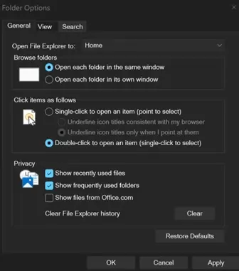 Dark Mode u Windows 11 dobija upgrade 3 File Explorer Folder Options Dark Mode